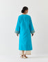 Varna turquoise blue and champagne hand embroidered tunic and trouser set