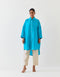 Varna turquoise blue and champagne silk hand embroidered shirt tunic with trousers