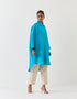 Varna turquoise blue and champagne silk hand embroidered shirt tunic with trousers