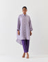 Varna violet and grape hand embroidered silk high-low shirt tunic with trousers