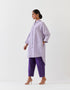 Varna violet and grape hand embroidered silk high-low shirt tunic with trousers