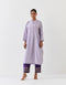 Varna violet and grape hand embroidered silk shirt style long tunic with trousers