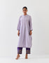 Varna violet and grape hand embroidered silk shirt style long tunic with trousers