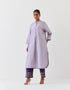 Varna violet and grape hand embroidered silk shirt style long tunic with trousers