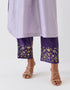 Varna violet and grape hand embroidered silk shirt style long tunic with trousers