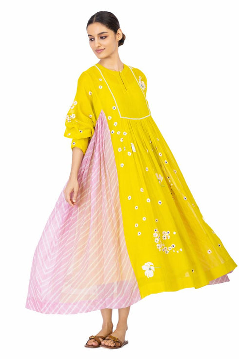 Vienne yellow and pink dress