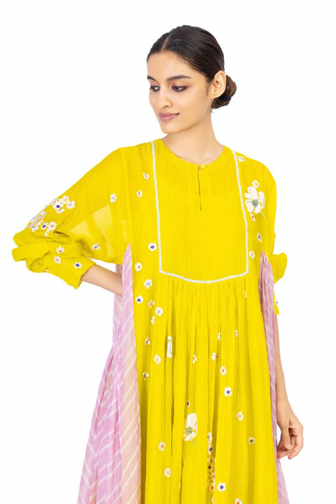 Vienne yellow and pink dress