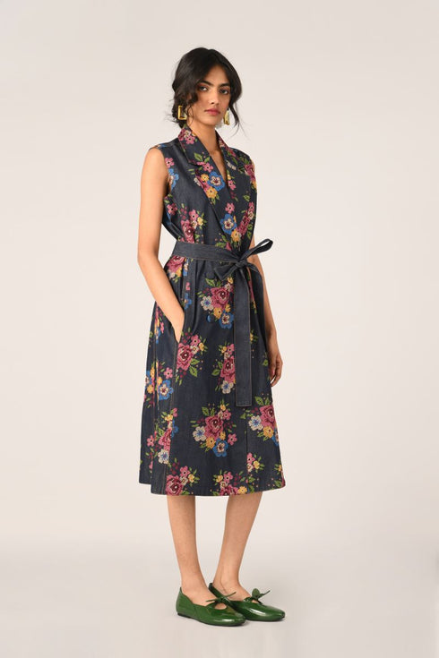 Villosa embroidered belted dress