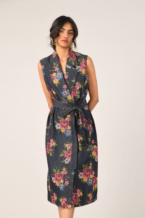 Villosa embroidered belted dress