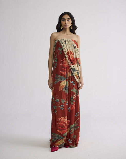 Vine crepe draped dress