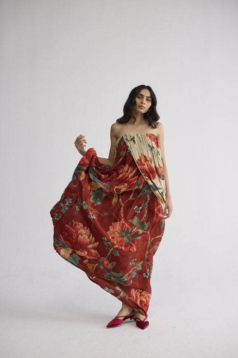 Vine crepe draped dress