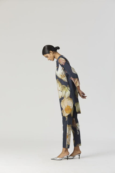 Viva black fiori cotton kurta set