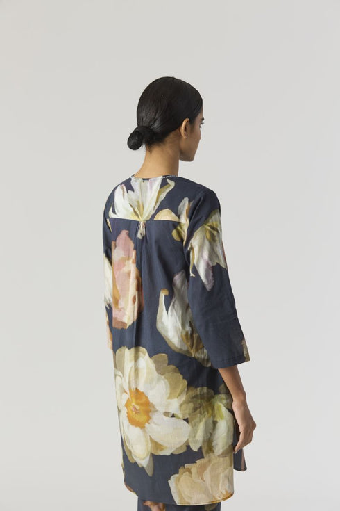 Viva black fiori cotton kurta set