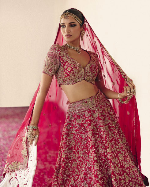 Vryata red lehenga set