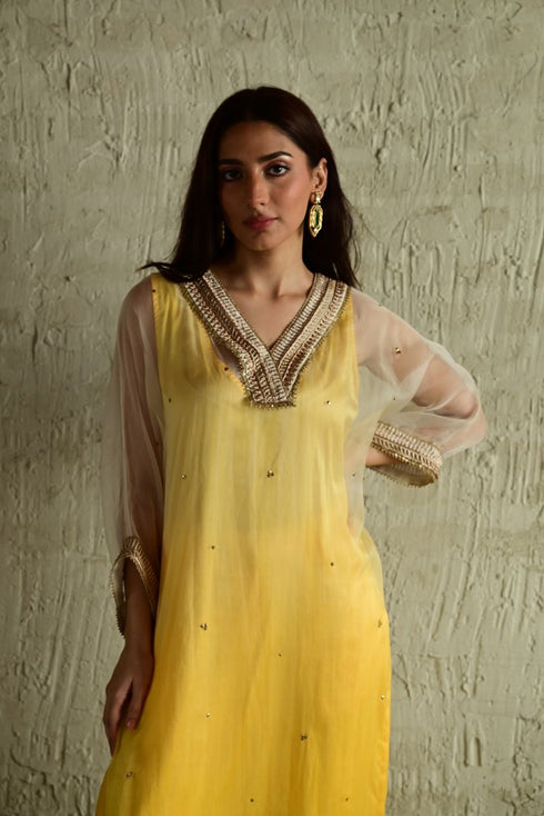 Waahida yellow kaftan with pants