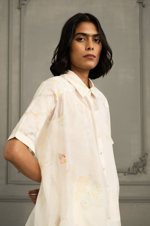 Wabi reverie ivory chanderi shirt with pants