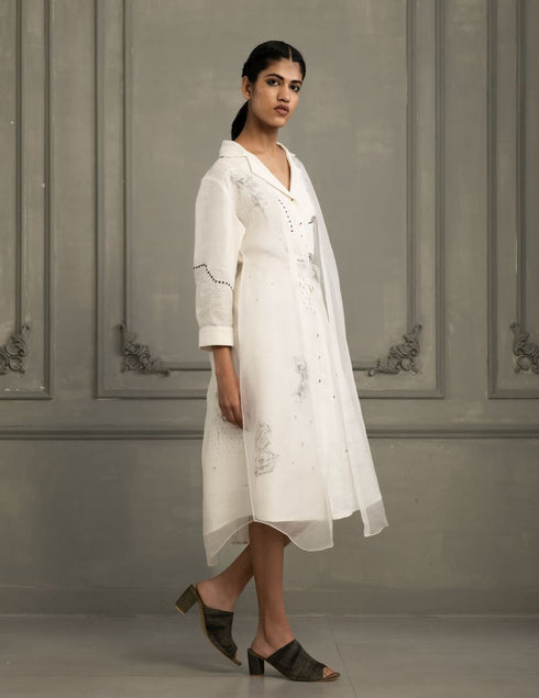 Wabi reverie ivory double layer dress