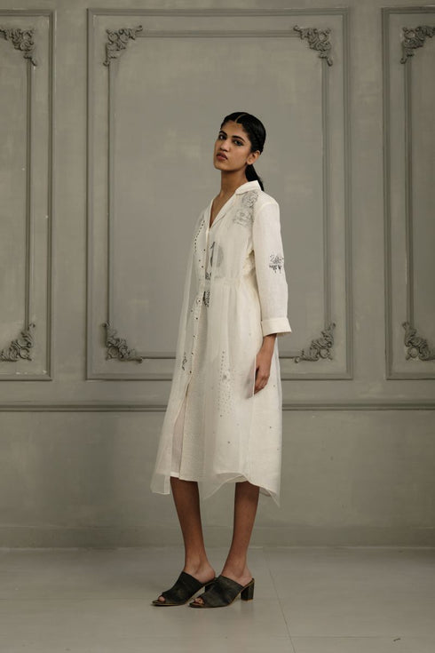 Wabi reverie ivory double layer dress
