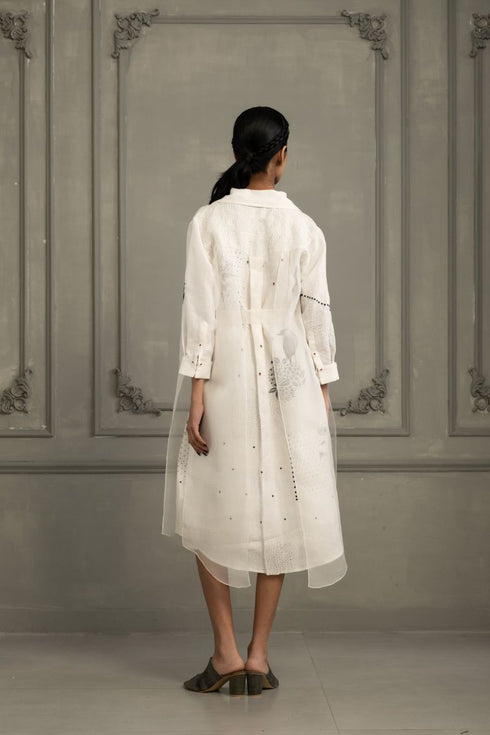 Wabi reverie ivory double layer dress