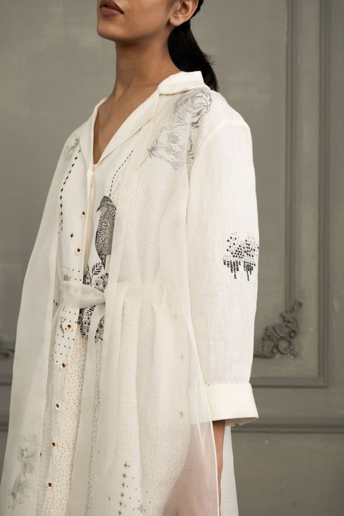 Wabi reverie ivory double layer dress