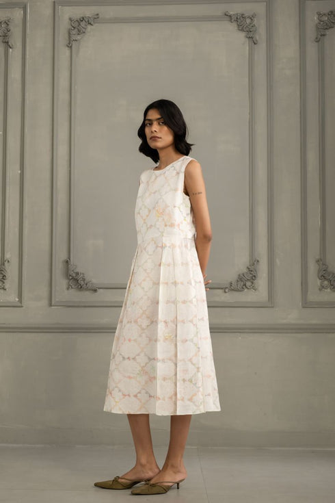 Wabi reverie ivory jacket with multiprint dress