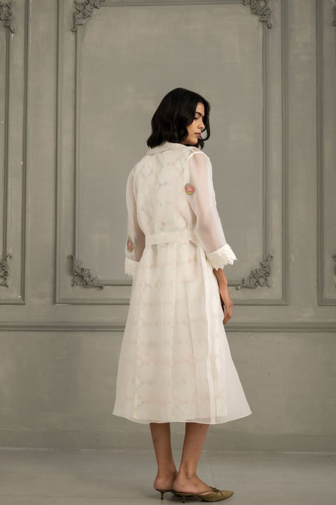 Wabi reverie ivory jacket with multiprint dress
