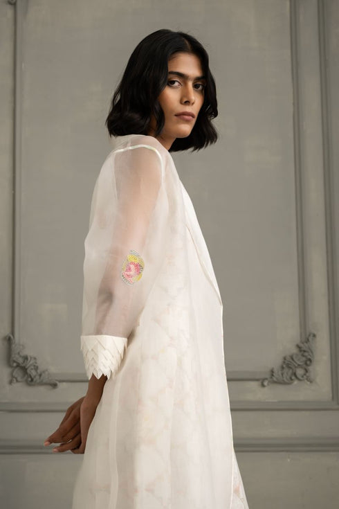Wabi reverie ivory jacket with multiprint dress