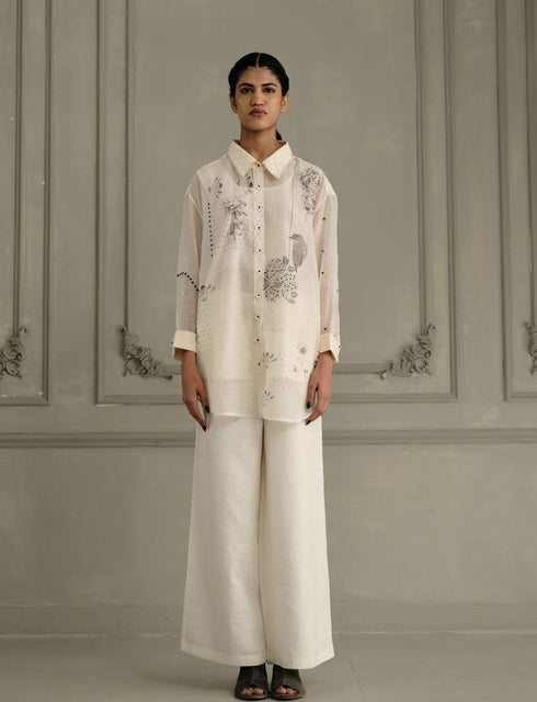 Wabi reverie ivory shirt with flared pants