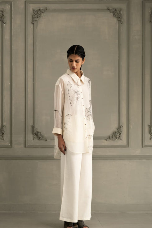 Wabi reverie ivory shirt with flared pants