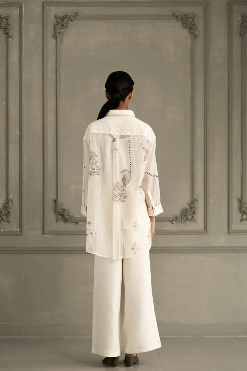 Wabi reverie ivory shirt with flared pants