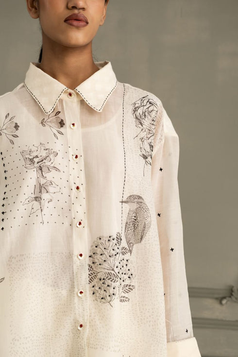 Wabi reverie ivory shirt with flared pants