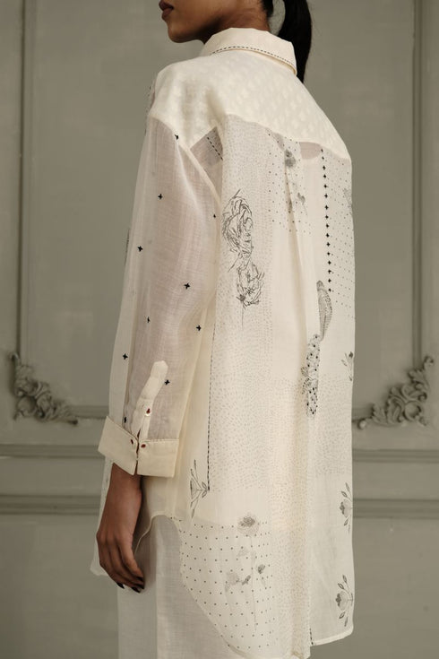 Wabi reverie ivory shirt with flared pants