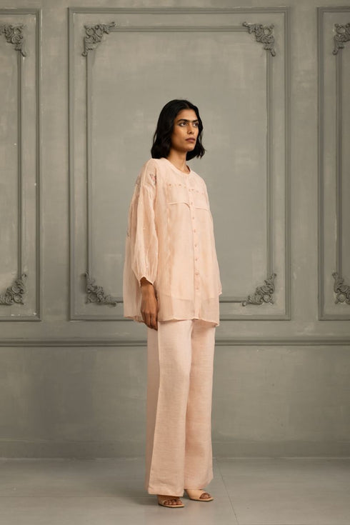 Wabi reverie old rose shirt with flared pants