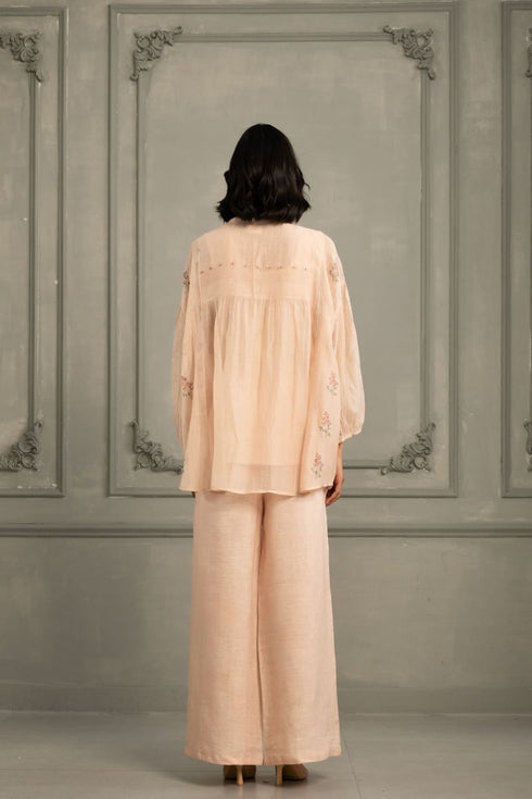 Wabi reverie old rose shirt with flared pants