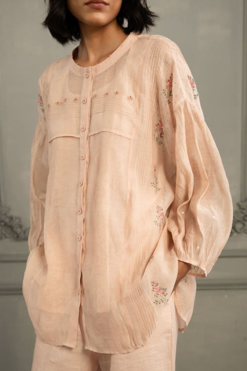 Wabi reverie old rose shirt with flared pants