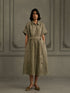 Wabi reverie sage green gauze linen dress