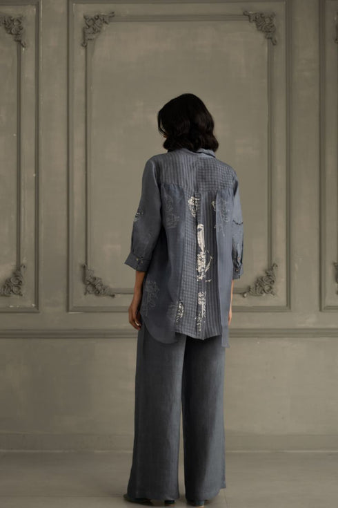 Wabi reverie stone blue shirt with flared pants