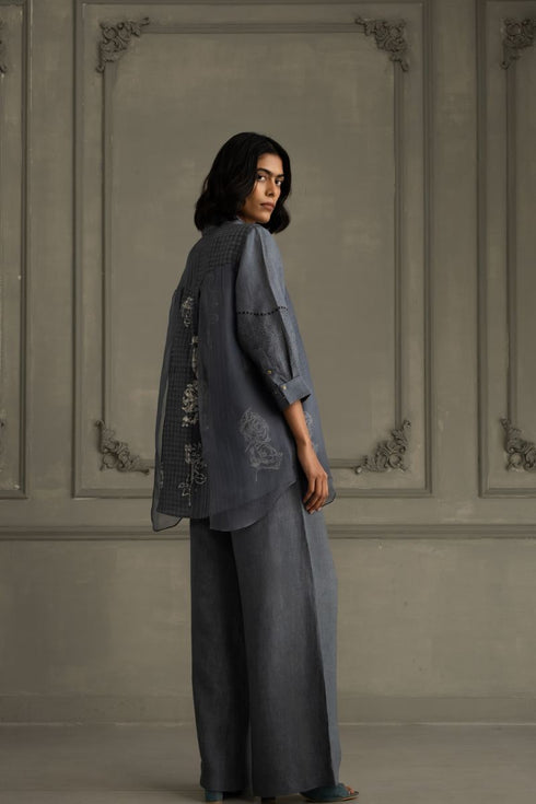 Wabi reverie stone blue shirt with flared pants
