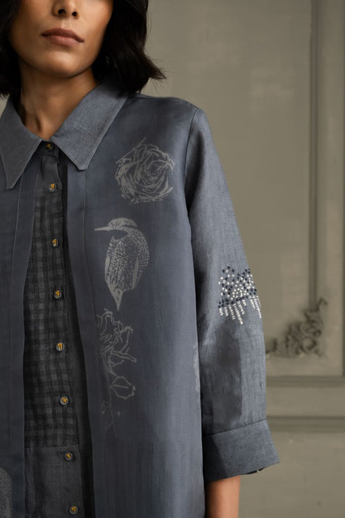 Wabi reverie stone blue shirt with flared pants