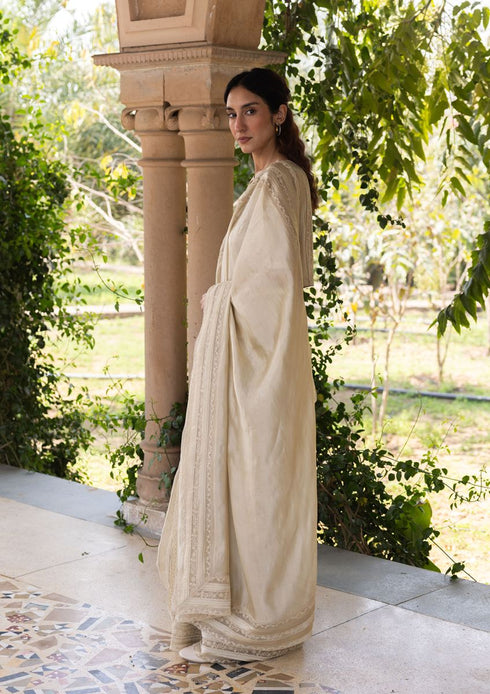 Whispering ivy beige sari