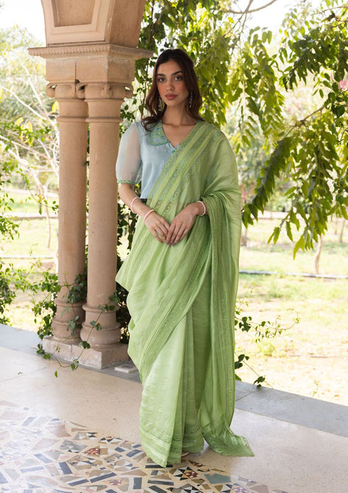 Whispering ivy green sari