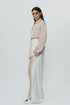 White cotton pants with zari work
