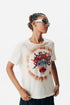 White printed half sleeve tie dye effect t-shirt
