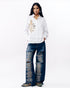 White printed patchwork shirt