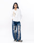 White printed patchwork shirt