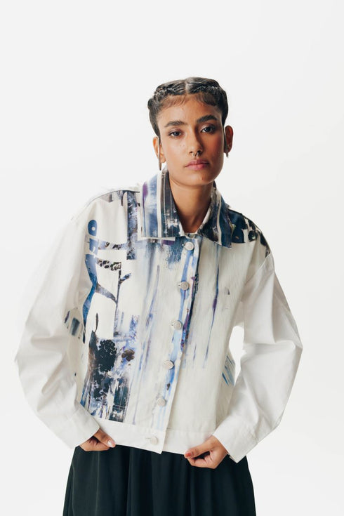 White printed shacket