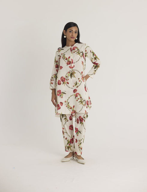 White rosita cotton short kurta set