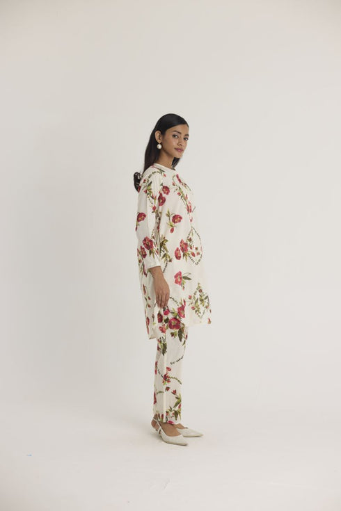 White rosita cotton short kurta set