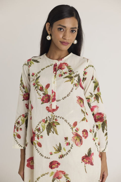 White rosita cotton short kurta set