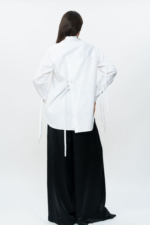 White shirt with hand embroidered cuff & collar